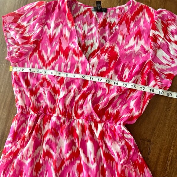 AQUA Colorful Ikat Print Faux Wrap Mini Dress - Size Medium (NWT) - Picture 10 of 11